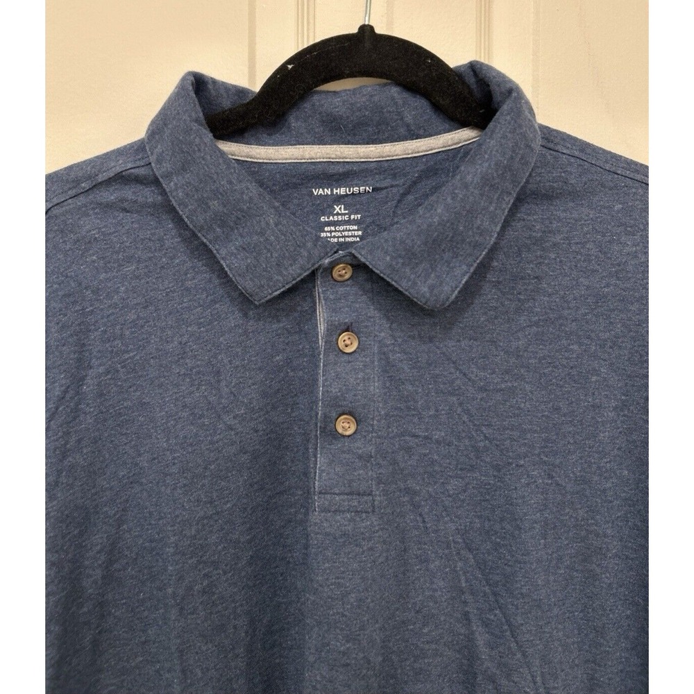 Van Heusen Navy Blue Short Sleeve Classic Fit Polo Shirt Men XL
